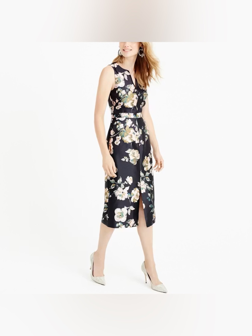 J.Crew Collection Silk-Wool Painterly Floral Midi Dress Size 8